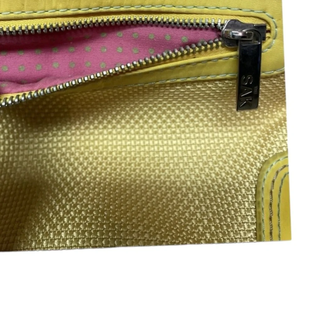THE SAK Yellow Crochet Shoulder‎ Hobo Handbag  Small Purse  11 X 8 X 8.5